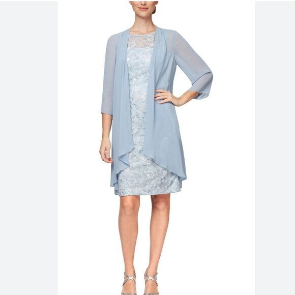 Alex Evenings Dresses & Skirts - ALEX EVENINGS Short Embroidered Sheath Dress With Open Jacket